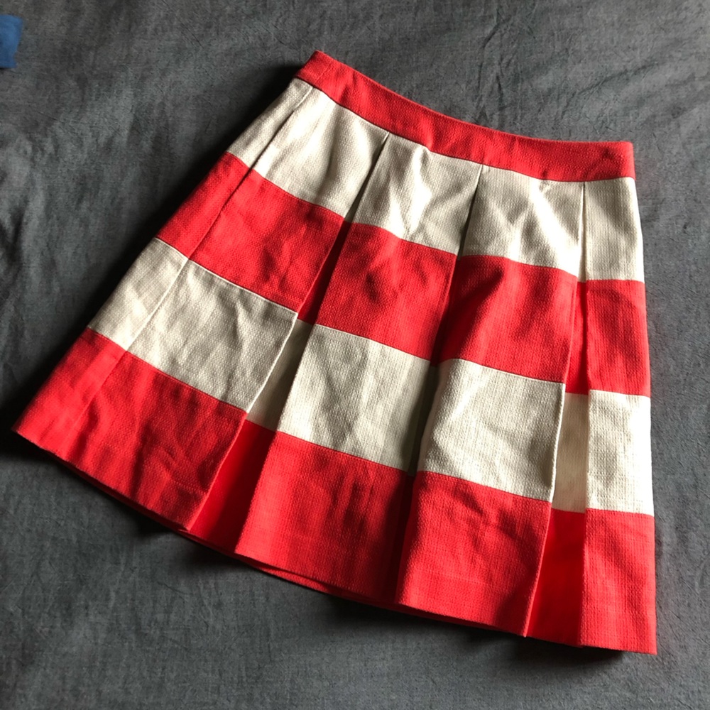 Boden Red and White Striped Skirt